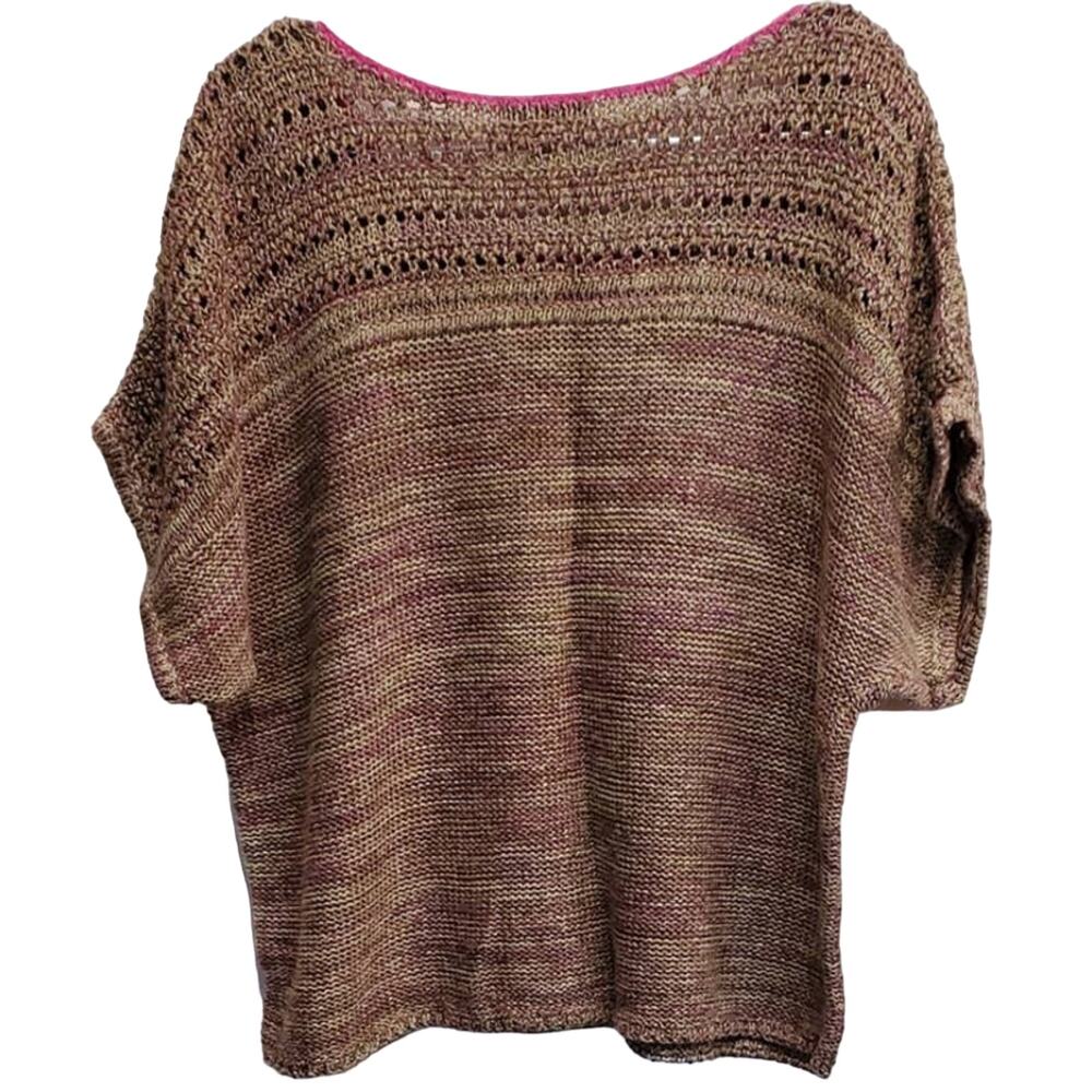 Coldwater Creek Short Sleeve Oversized Multicolored Knit Sweater Plus Size 1X - Picture 2 of 6